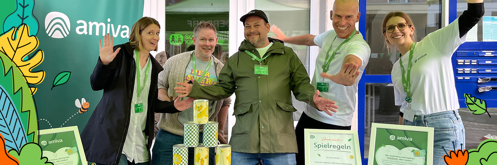Das Amiva-Team am Dosenwerfstand auf dem Familienfest von SOS-Kinderdorf Düsseldorf